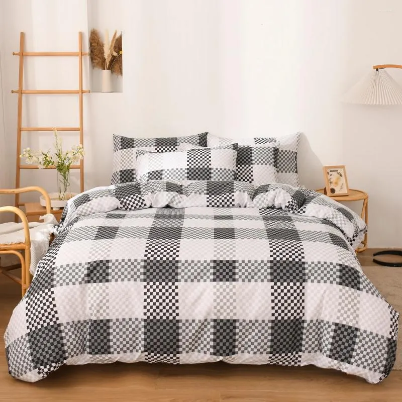 Bedding Sets 3pcs Modern Novel Duvet Cover Set Plaid Print Soft Comfortable And Skin-friendly Comforter 2 Pillowcase