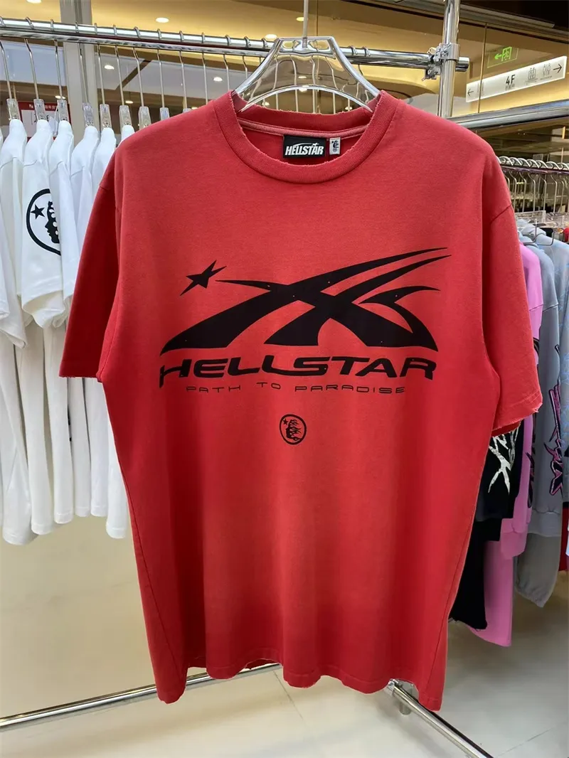 2024 Hellstar retro algodón viejo lavado 1: 1 etiqueta versión máxima de la camiseta de pareja grande s-xl