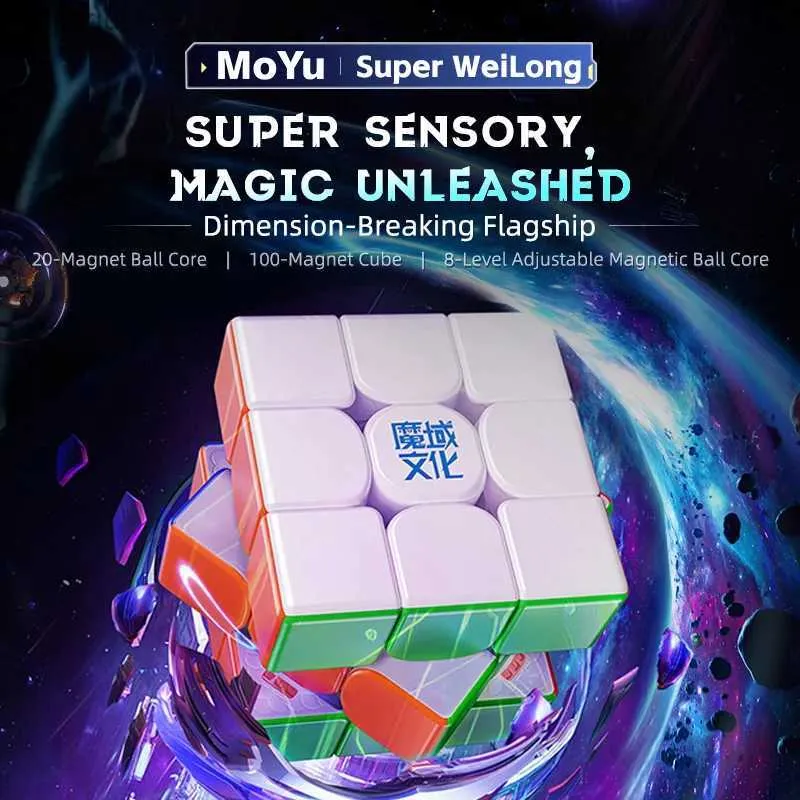 Magic Cubes Moyu Super Weilong Magnetic / Maglev Ball Core Magic UV 3x3 Professional 33 Speed ​​Puzzle Toy 3x3x3 Original Cubo Magicol2404