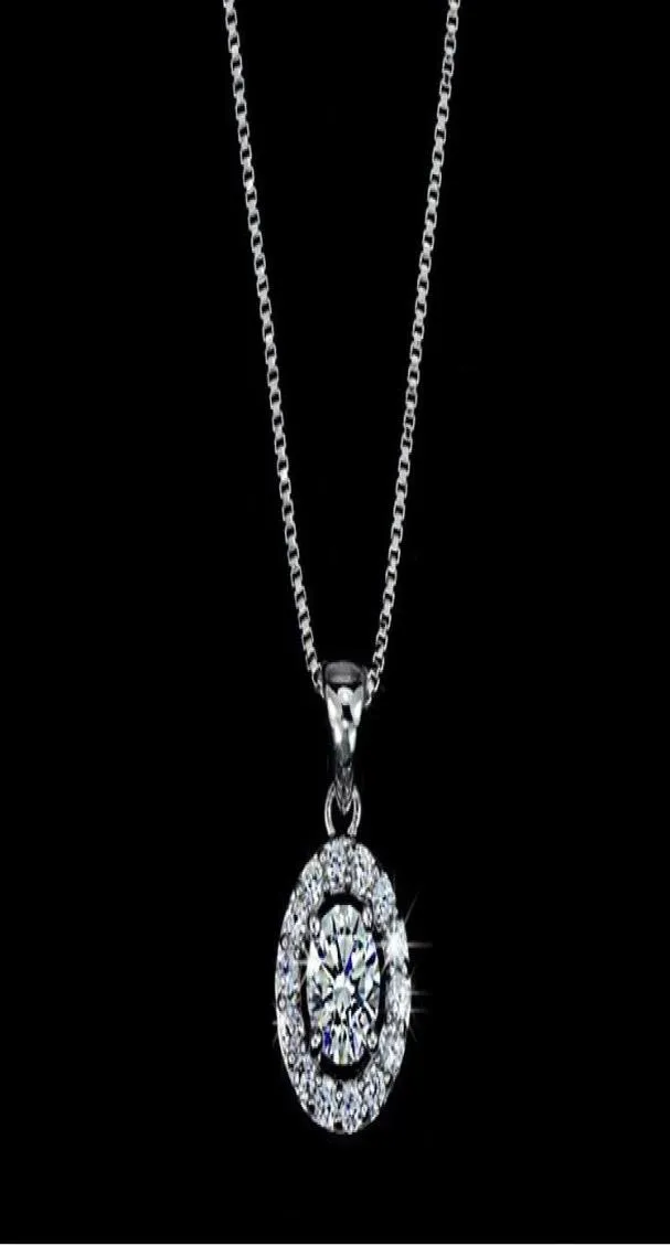 Fashion Designer Necklaces Big Circle CZ Diamond Pendant Necklace with Box Chain for Women White Zircon Jewery for Wedding Party9183854