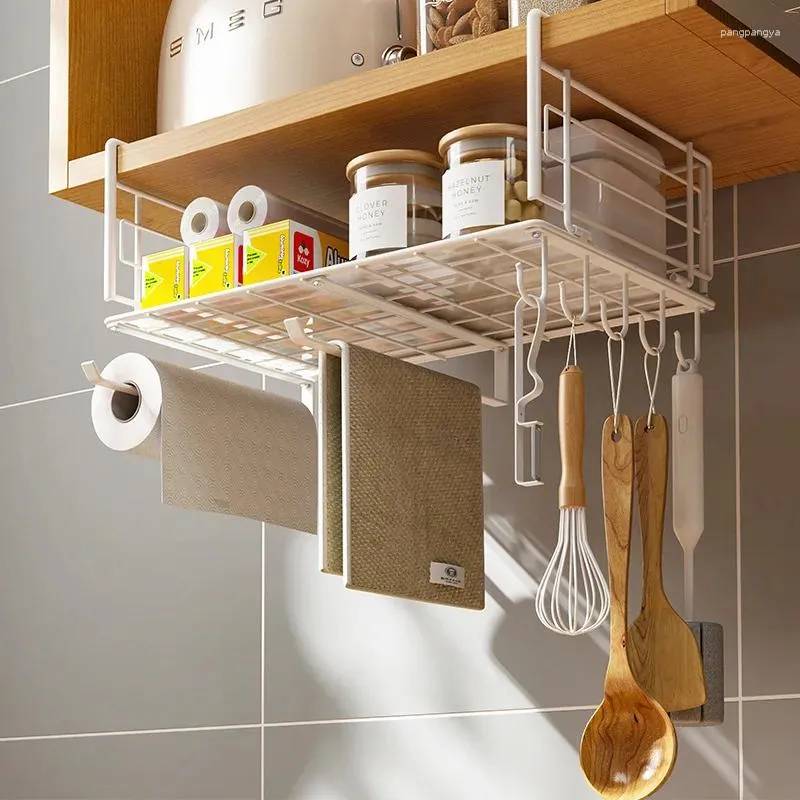 Kitchen Storage Thicken Metal Iron Organizer Shelf Cabinet Hanging Basket Rack Desk Under Table Mesh