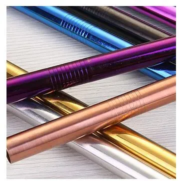 mix More Color 12MM Wide Straws 12MM Bubble Tea Straws Plated 12MM Stainless Steel Smoothie Straws