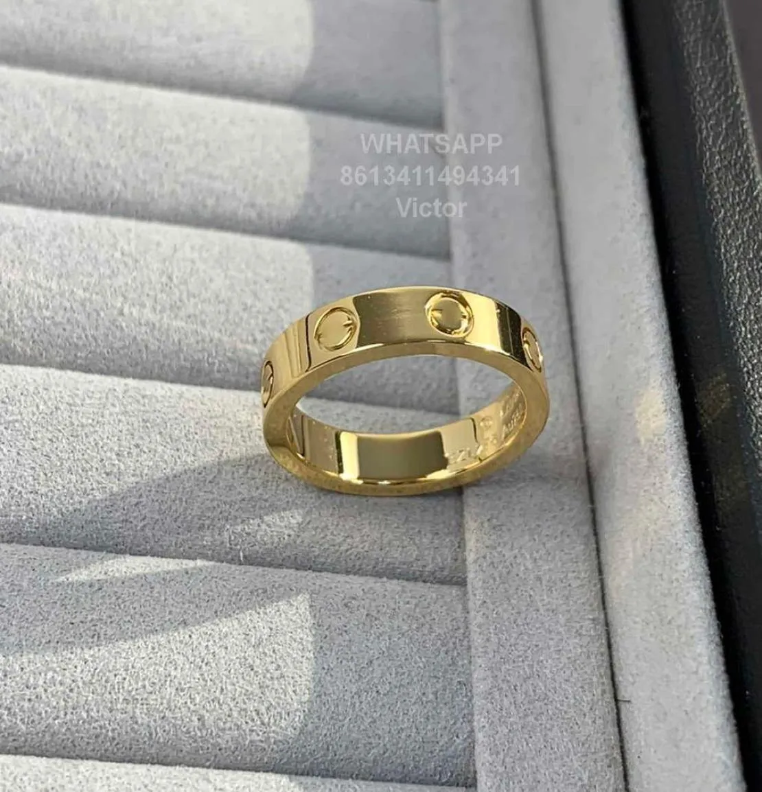 Bandringar 18K 36mm Love Ring V Gold Material kommer aldrig att blekna smal ring utan diamanter Lyxvarumärke officiella reproduktioner WI1806360