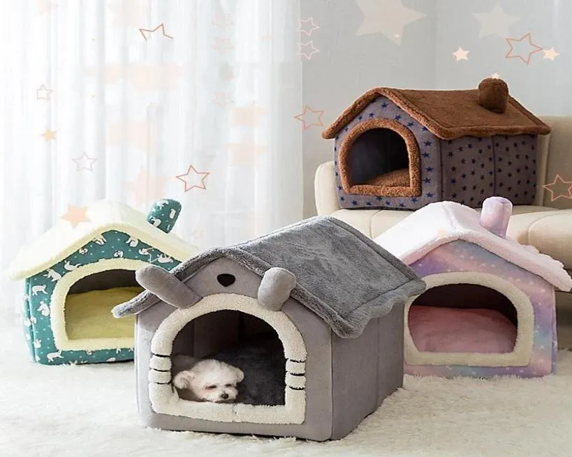 Katzenbetten Möbel falten faltbar tiefe Schlaf Haustier Haus Innen Winter warmes gemütliches Bett für kleine Hundekätzchen Teddy bequemer Zwinger Suppl8448285