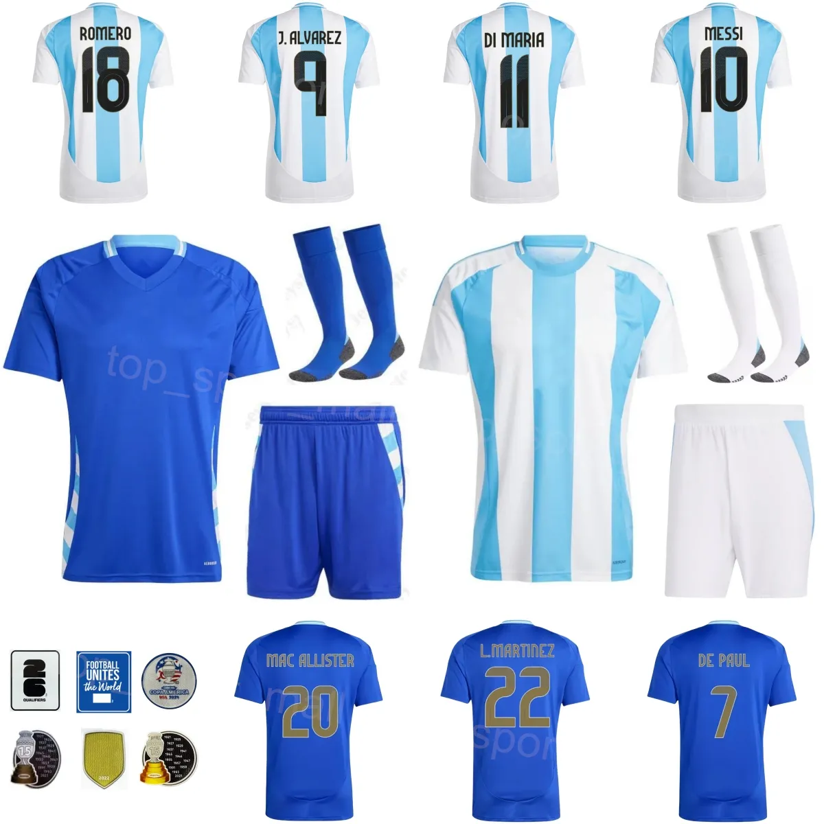 24-25 Soccer Argentine 16 Giovani Lo Celsy Jersey Copa America 11 Angel Di Maria Cristian Romero Lautaro Martinez Alexis Mac Alllister Football Shirt Team National