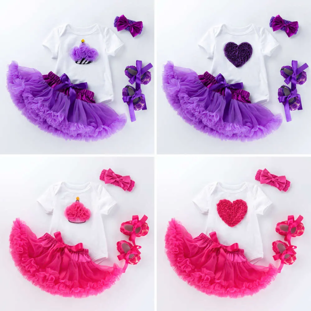 Instagram Children's Clothing Mother's Day Gift Baby Girl Cartoon Sweetheart Purple Fluffy Skirt Set Baby Half Skirt