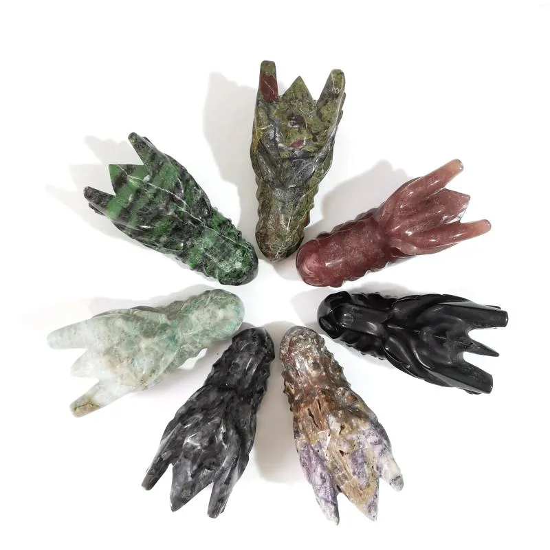 Dekorative Figuren natürliche Hand Crafts Dragon Schädel Kristallschnitze für die Heimdekoration LJ