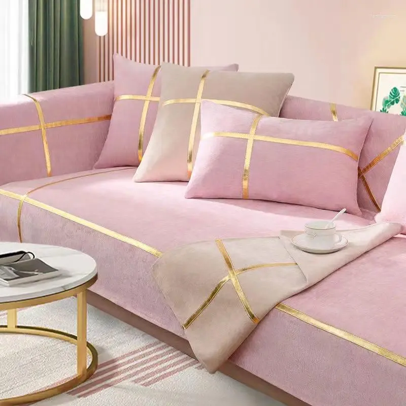 Stuhlabdeckungen nordische Chenille Jacquard Sofa Kissen rosa Abdeckung für Wohnzimmer 1/2/3/4 Sitzer Couch L-Shaped Ecke