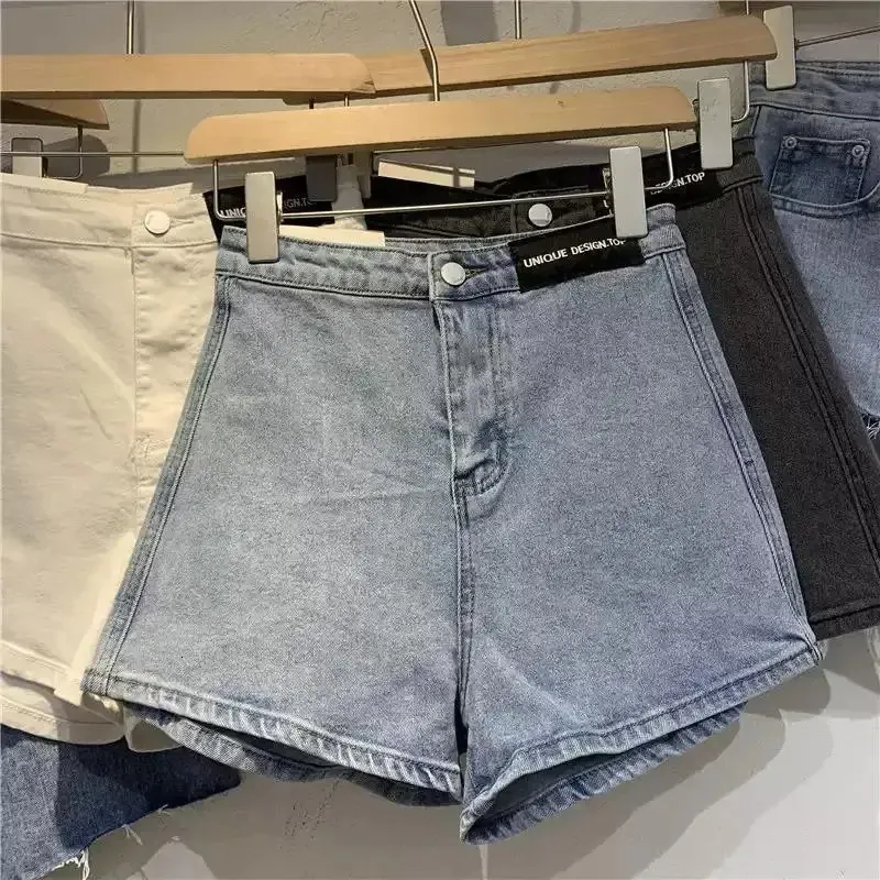 Kvinna denim shorts sommar elastiska jeans korta kvinnor streetwear mujer byxor femme flickor kläder svart vit blå 240415