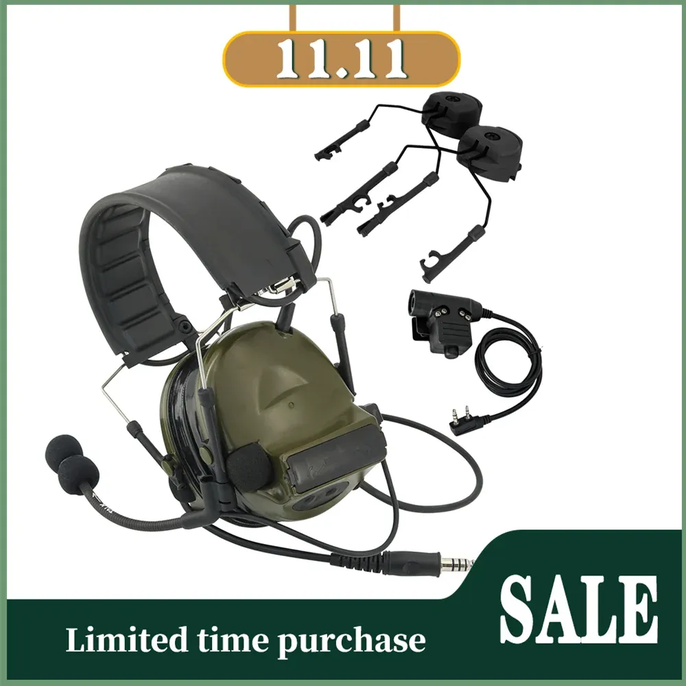 Beschermer Afdekkbare hoofdband Comtac II Headset Actieve oorbeveiliging Tactische headset Walkietalkie -headset Airsoft -hoofdtelefoons Airsoft