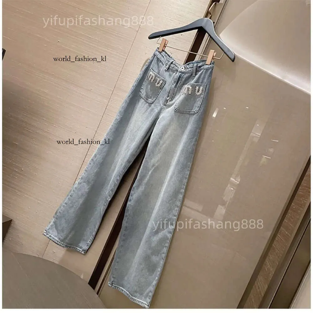 Miui Top Clothing Women's Jeans Jeans Female Womens Bell Bottom Denim Pants Waist Fashion Blue Slacks Trousers Design Sweatpants Mui Mui Pants 7474