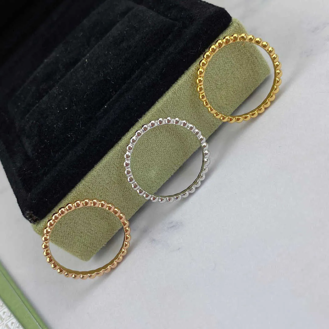 Designer Van Mizhu Letter Bead Edge Ring 925 Sterling Silver Plated 18K Gold Fashion Versatile Couple High Edition DY2K