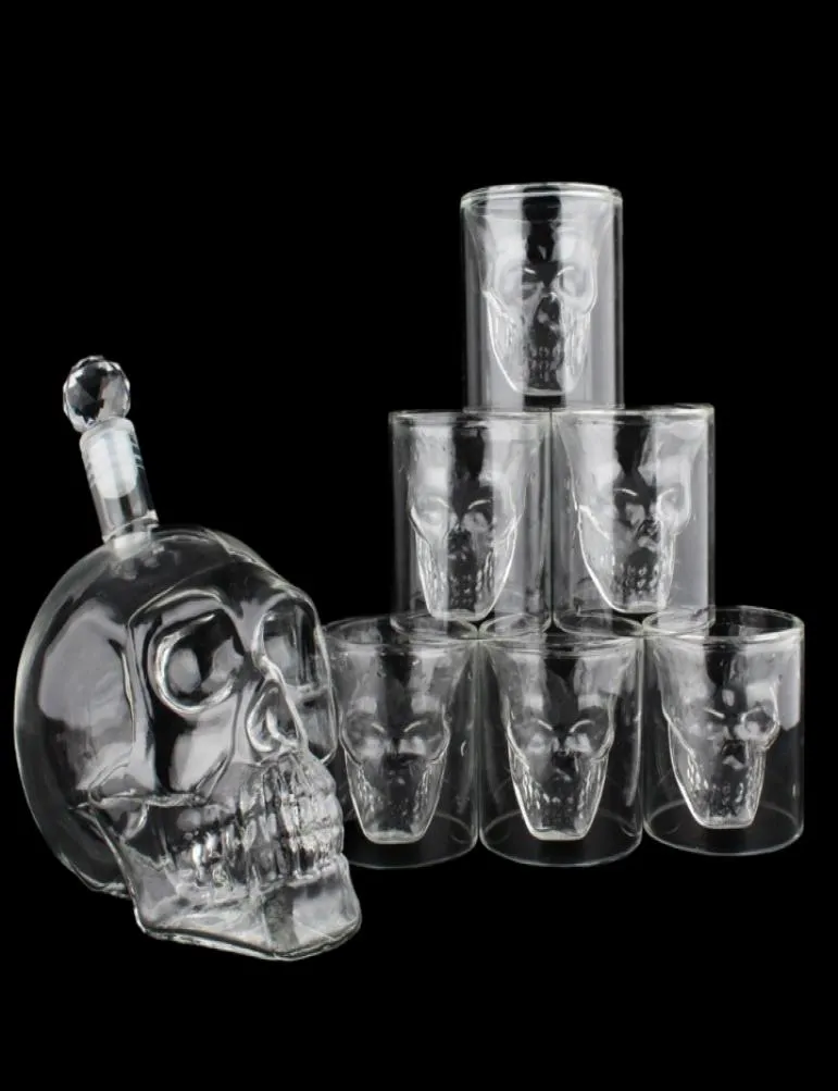 Crystal Skull Head S Cup Set 700 ml whisky vinglasflaska 75 ml Glasskoppar Decanter Home Bar Vodka Drinking Mugs4414573