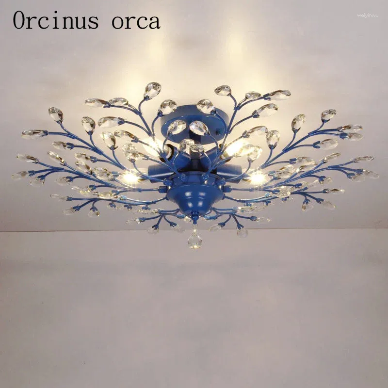 Deckenleuchten mediterraner blaues Kristalllicht Wohnzimmer Schlafzimmer Kinder kreative einfache moderne Zweiglampe