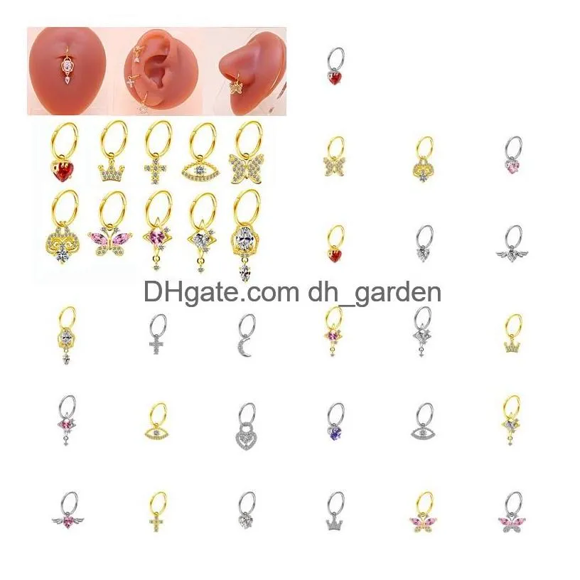 Diamant perlé anti-allergies en acier inoxydable anneau de nasme vis à balles de rose perçage anneaux femmes bijoux Will et dandy gif dhgarden dhewd