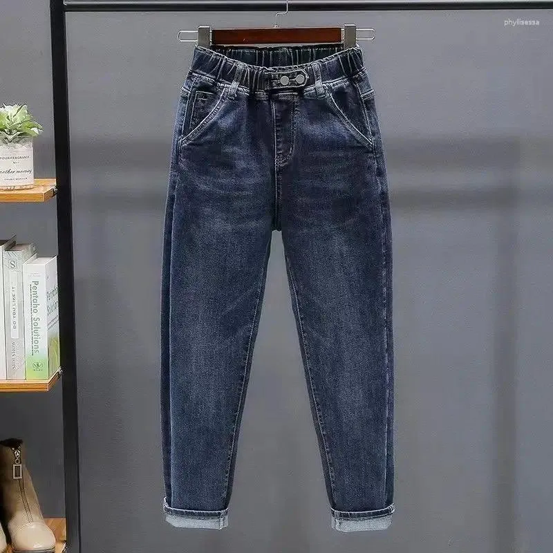 Jeans femminili donne bianche solide white harem pantalone accogliente soft y2k streetwear fidanzato denim pantaloni blu per abbigliamento 2024 j1