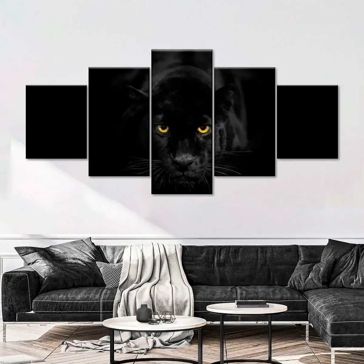 5 панель редкая черная пантера стена арт черный леопард HD картин