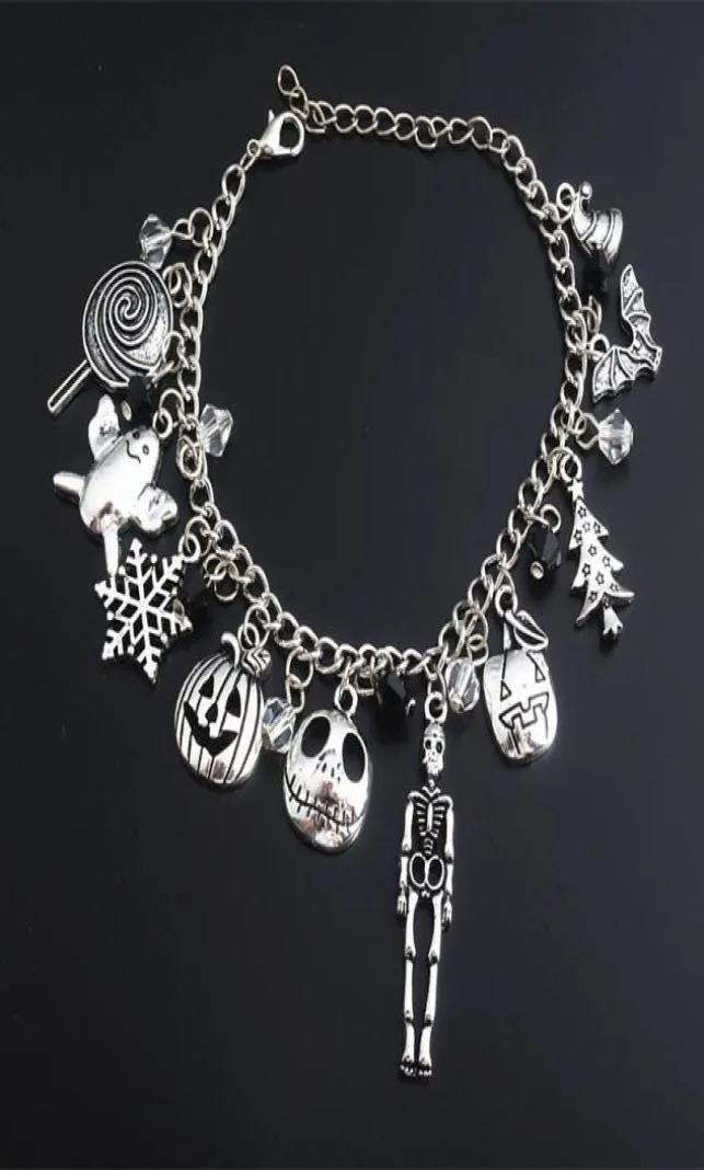 Chaîne de liaison Le Nightmare Before Christmas Bracelet Jack Skellington Snowflakes Pumpkin Skull Charms Bracelets Bracelets Halloween JE2021988