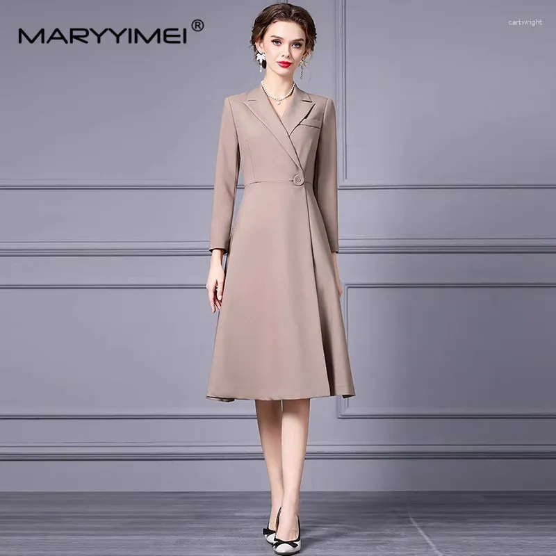Women's A-Line Long Sleeve Dress - Notched Collar, Single Button, Elegant  Office & Business Casual, S-3XL from Dhgate Basic & Casual Dresses - price  126.24