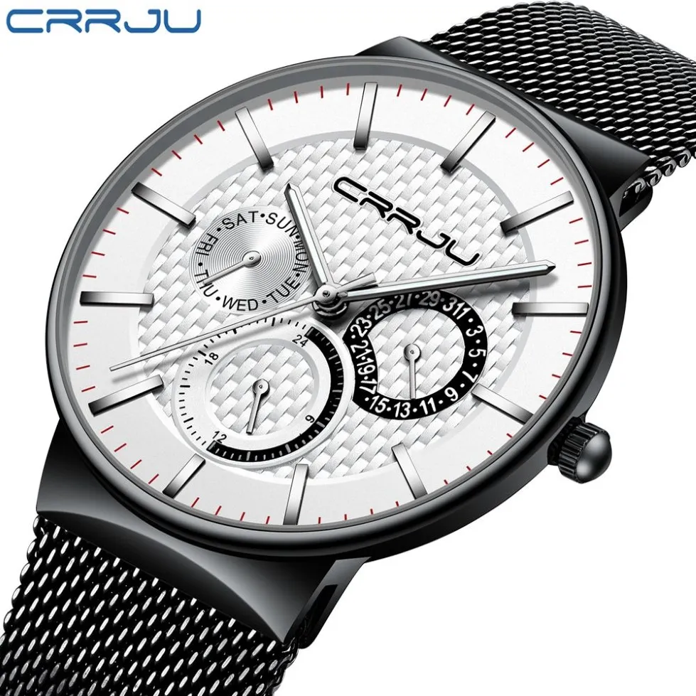 Relogio Masculino Crrju Mens Watches Top Brand Luxury Ultra-Thin Orologio da polso Chronograph Sport Watch Erkek Saati Reloj Hombre2493