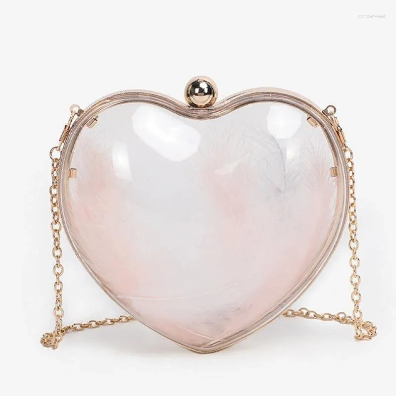 Evening Bags Transparent Acrylic Trendy Heart Shape Clutch Bag Wedding Bride Shoulder Fashion Party Small Clutches Ladies