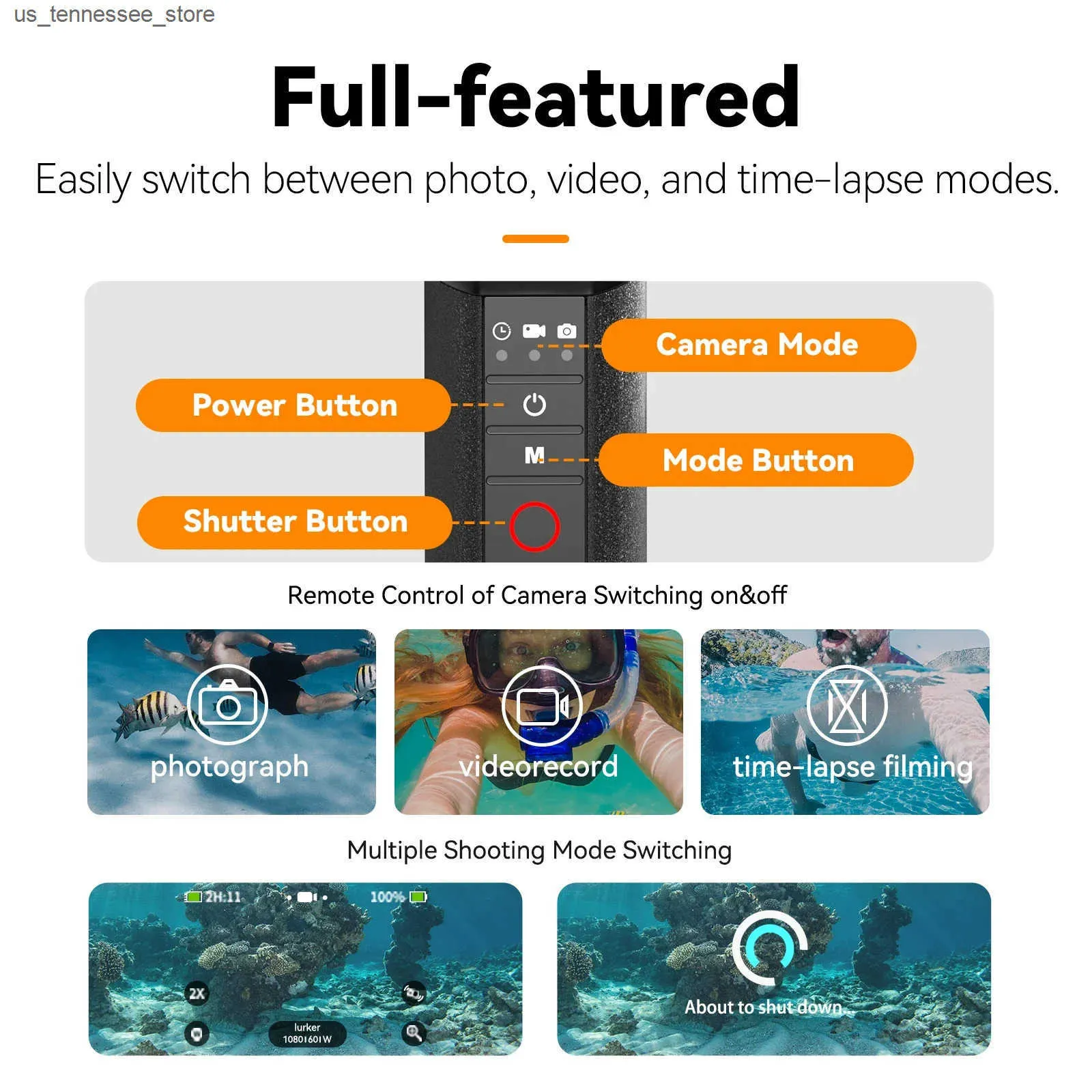 TELESIN Buoyancy Bar Selfie Stick Waterproof Selfie Stick With Hand