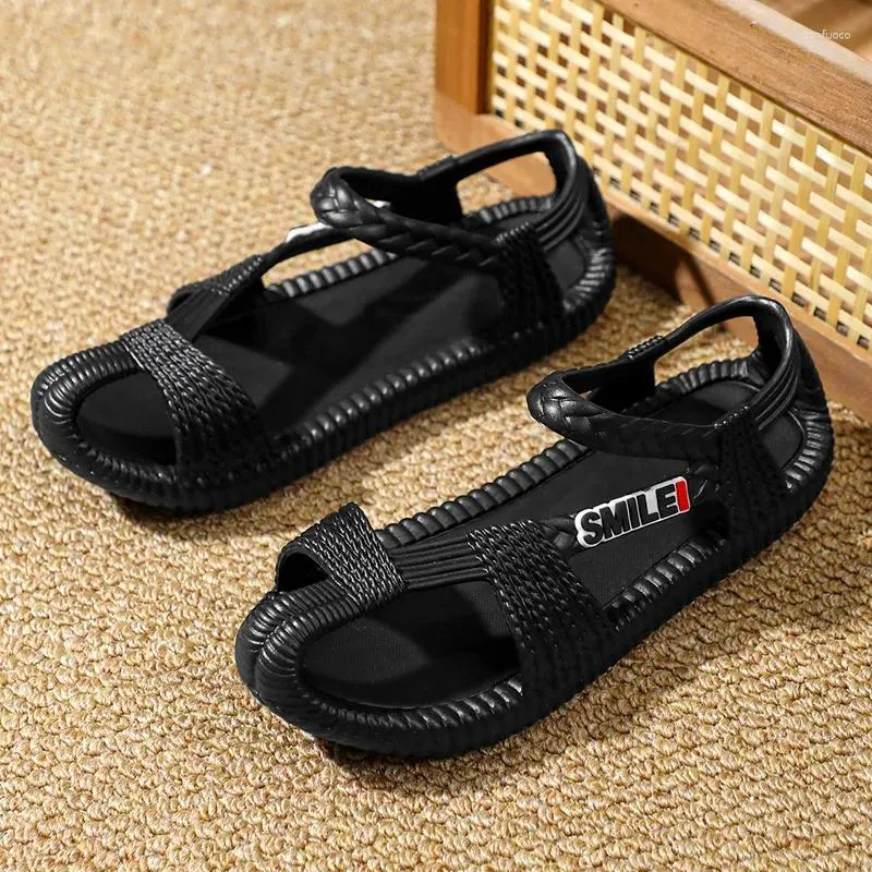 Slippers Couple Models Straw Summer Sandals Outdoor Beach Shoes Men And Women Large Size Breathable Lightweight