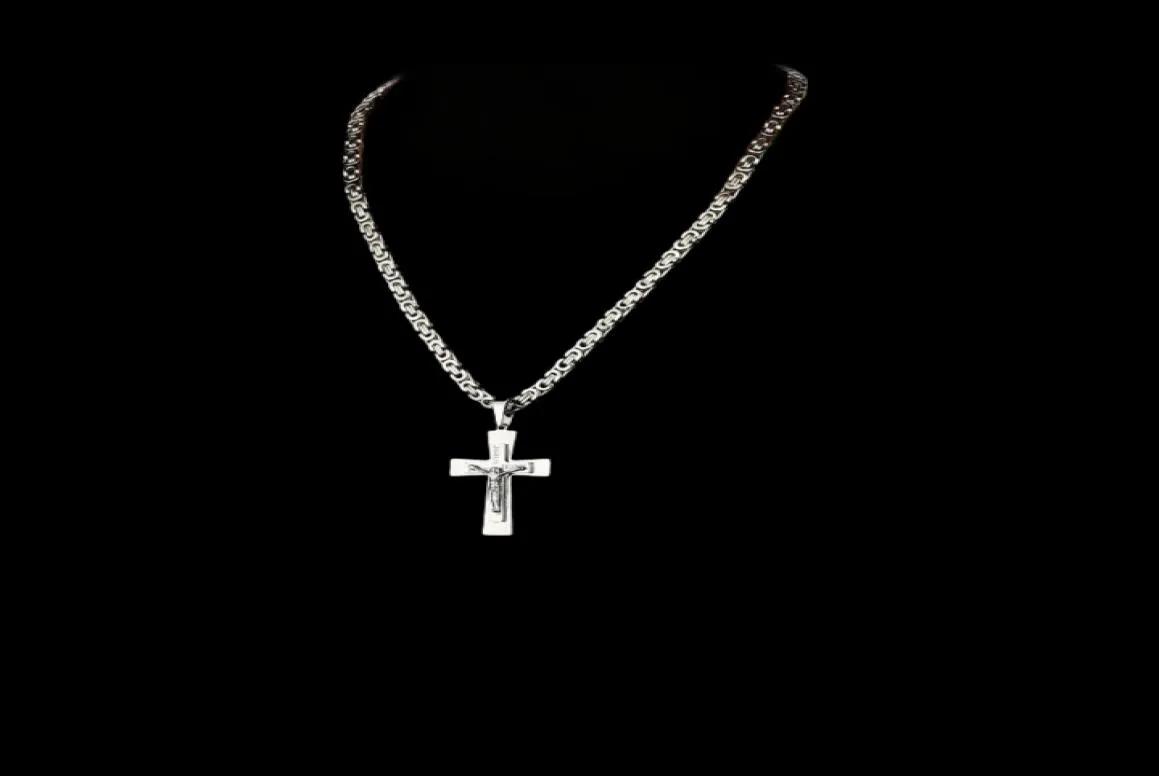 Katolska Crucifix Pedant Halsband Guld rostfritt stål halsband Tjock långhalsfria unika manliga män modesmycken Bibelkedja Y2005449