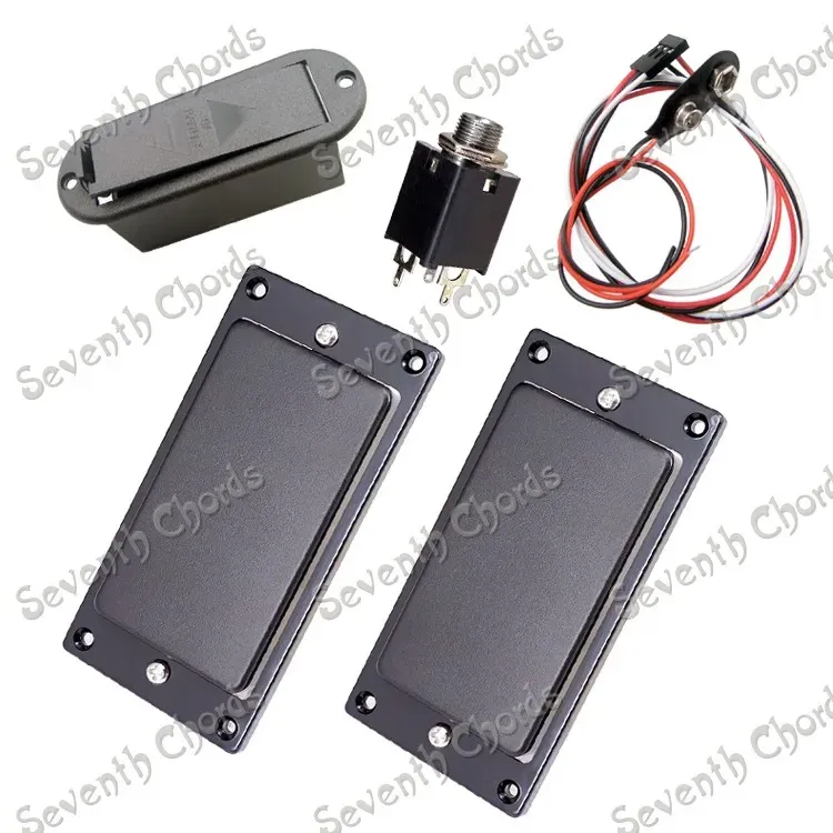 Cables A Set of 2 Pcs No Holes Closed Cover Active Humbucker Pickup for Electric Guitar With Battery Box