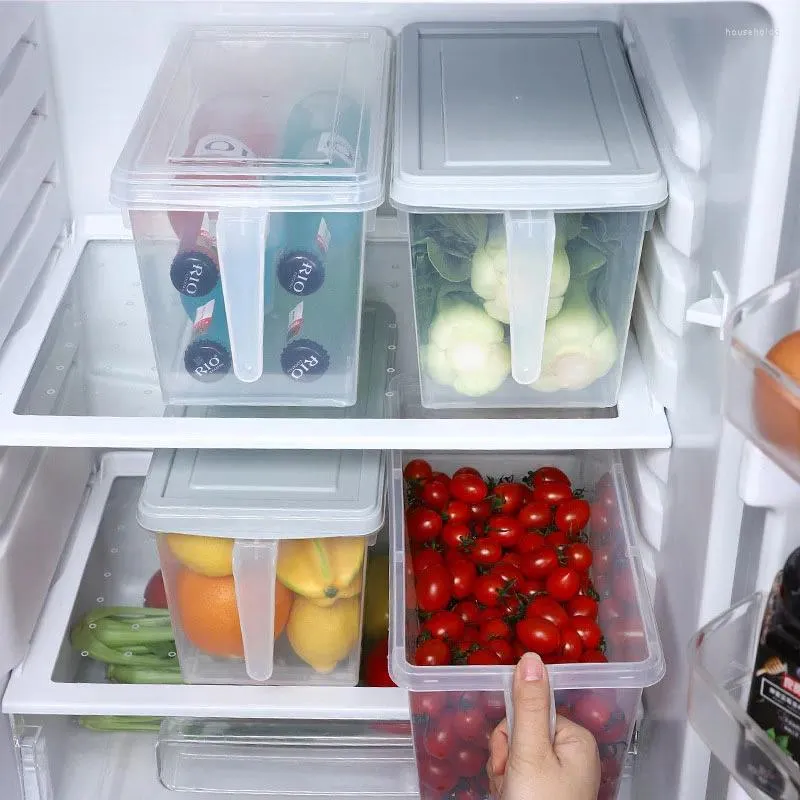 Förvaringsflaskor förseglade handtag box ris dispenser mat containrar kök organisation plast kylskåp frukt korgar