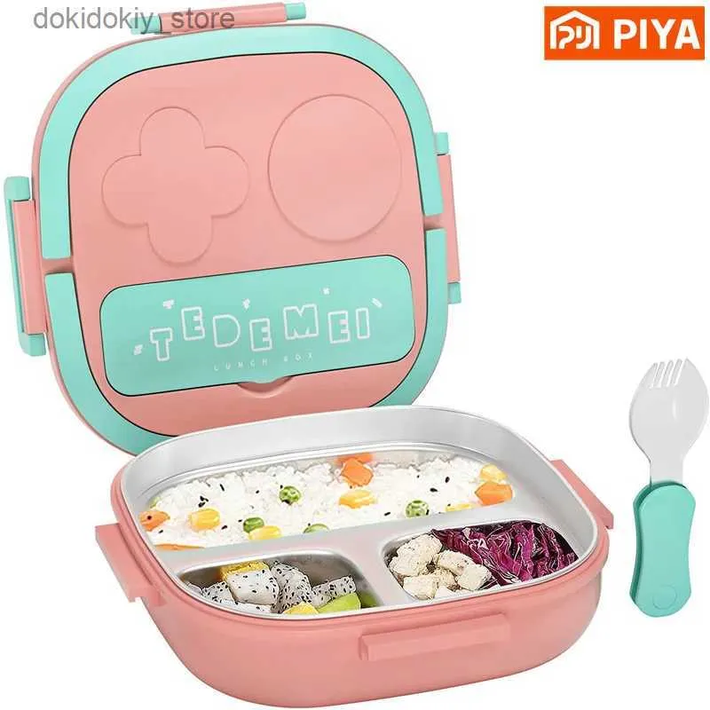 Bento Boxes 500ML Stainless Steel Bento Box Insulated Lunch Box For Kids Toddler irls Metal Portion Sections Leakproof Lunch Container Box L49