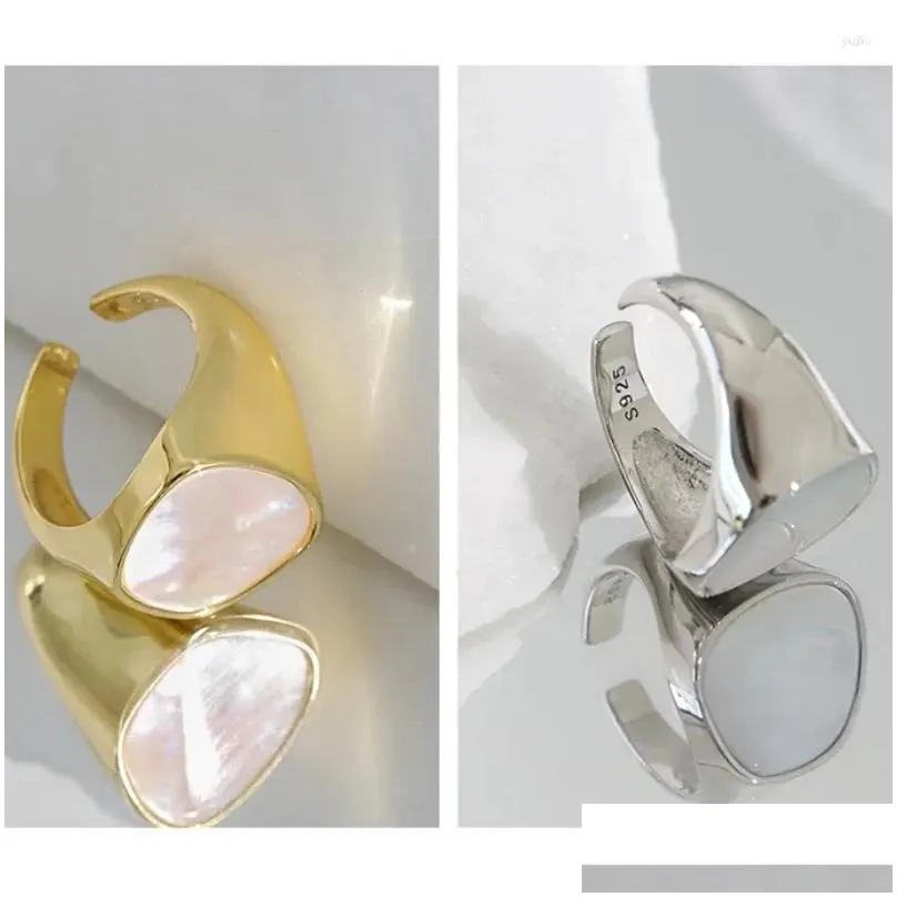 Pierścienie klastra s925 szterling sier mody geometryczne pierścień proste damskie damki vintage złota elegancka imprezowa biżuteria prezent upuszczony Dhyao