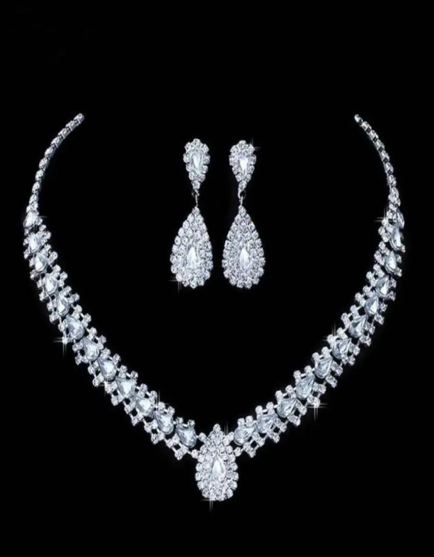 Conjuntos de jóias de casamento luxuosos para o colar de jóias de jóias de jóias de noiva.