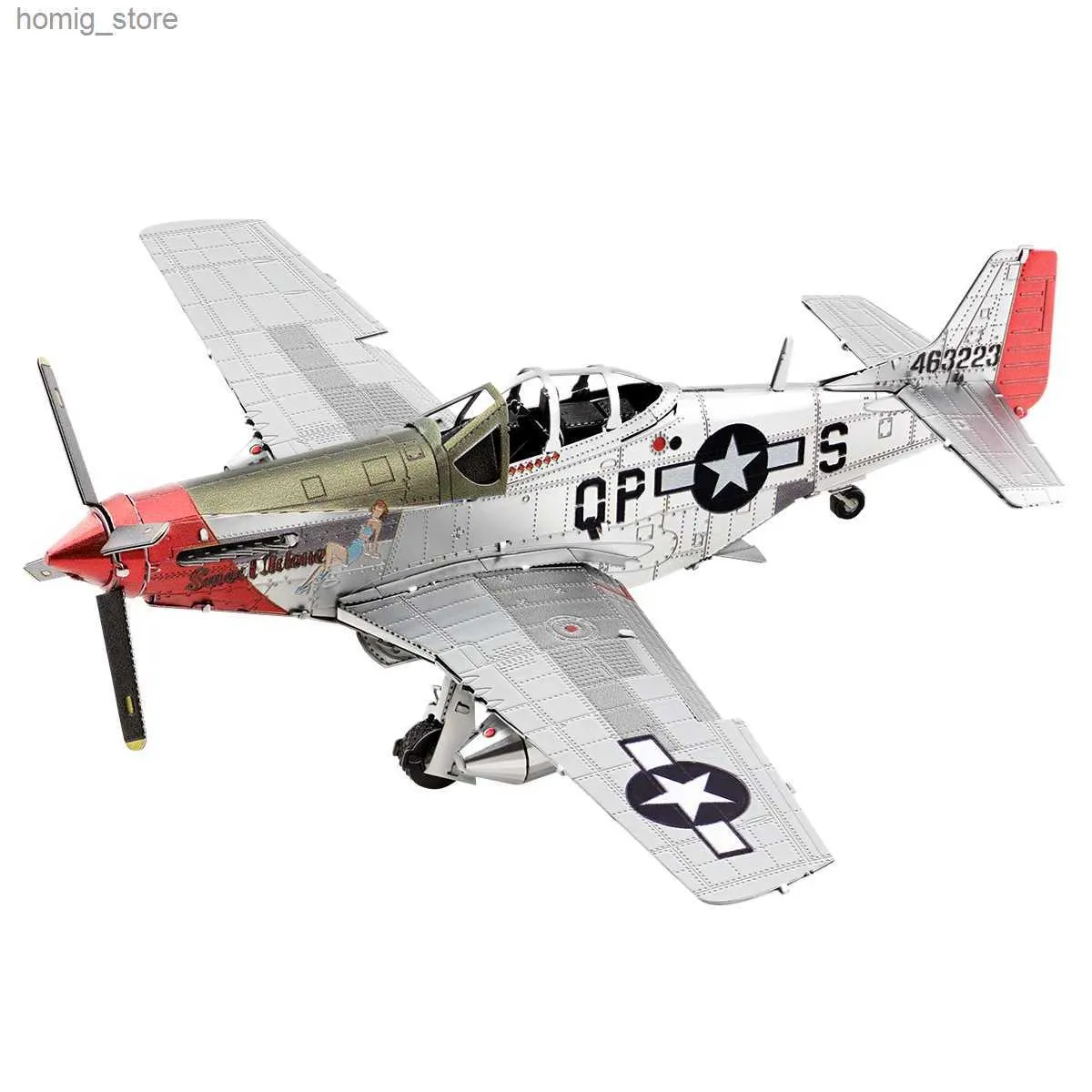 Puzzle 3D P-51D 3D Metal Puzzle Zestawy DIY Laserowe Puzzle Jigsaw Toy Y240415