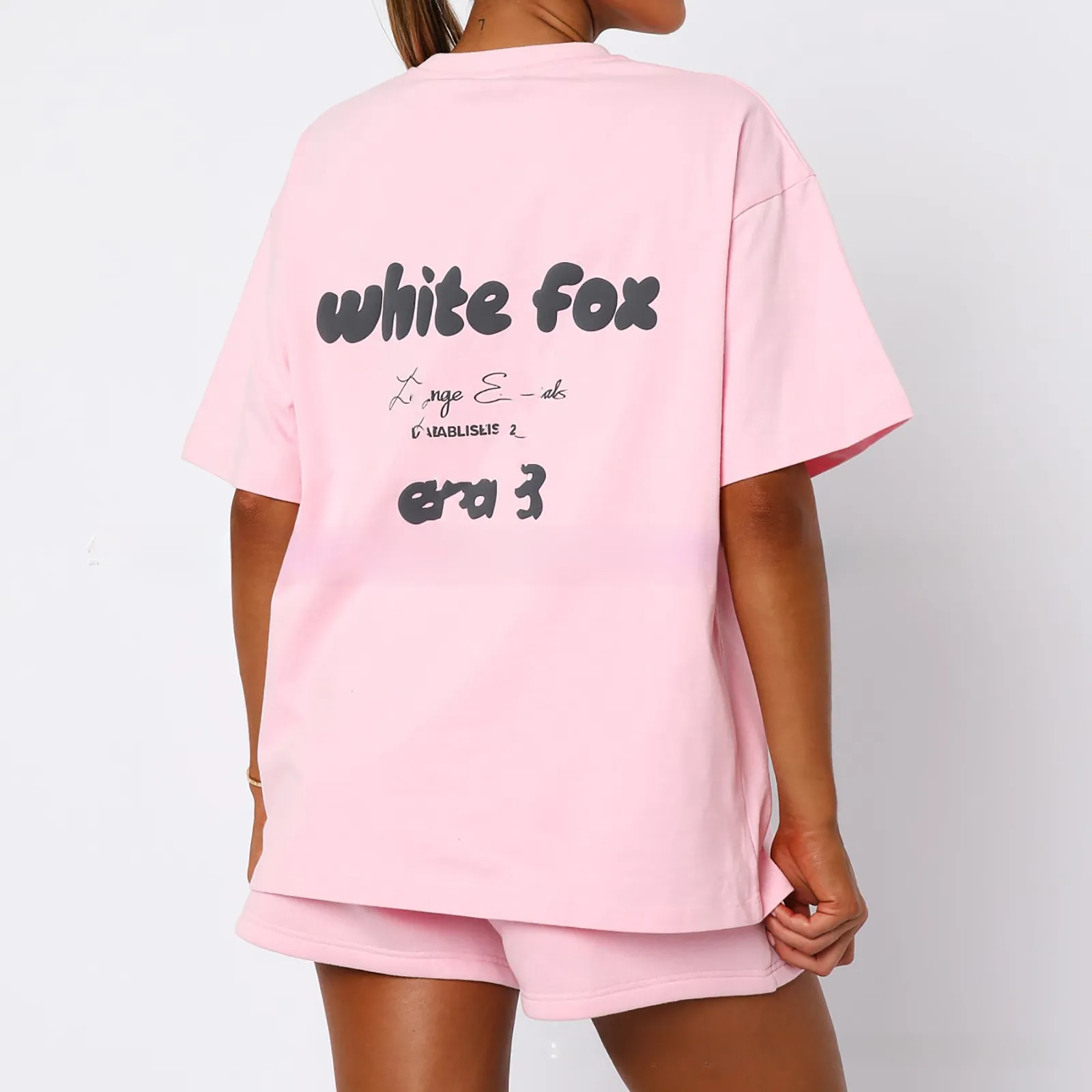 Camiseta de luxo camiseta branca Foxs T-shirt Mangas curtas Tees de rua High Street Blush de moda de gola de gola de pesco