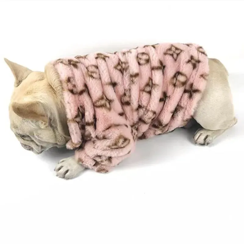 Luxus -Designer -Hundekleidung Haustier Winter Brauner Pelzmantel verdickte Katzenschichtjacken Schnauzer Französisch Bulldog Bomei Haustierkleidung für kleine Hunde Chihuahua Großhandel