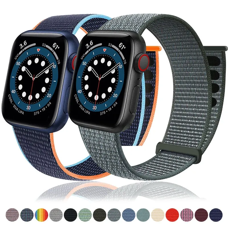 Nylonband för Apple Watch Strap 49mm 45mm 41mm 44mm 40mm 42mm 38mm Justerbart elastiskt armband Iwatch Ultra Series 3 4 5 SE 678