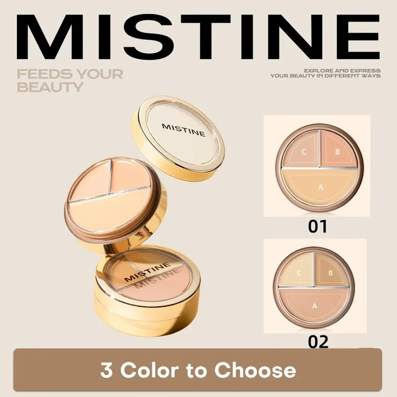 Mistine Full täckning Poreless 3 Color Cream Concealer Natural Invisible Acne Waterproof Moisturizer Face Makeup 240327