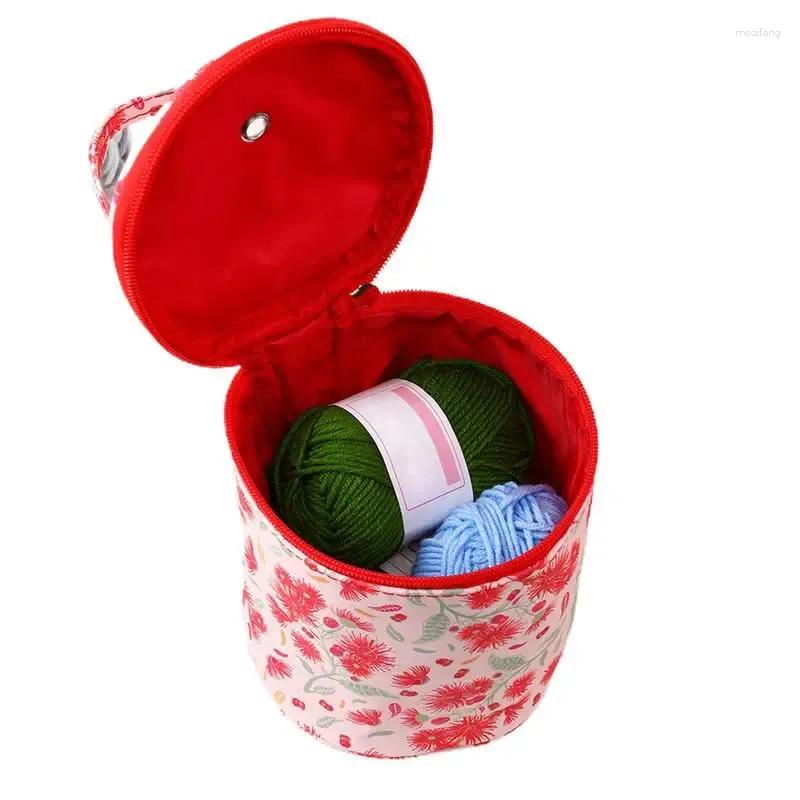 収納バッグ編み物プロジェクトオーガナイザー旅行に優しい糸バケツウールボールかぎ針編みの針のためのジッパークラフトアクセサリー付き