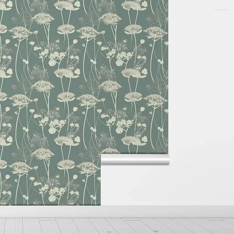 Wallpapers Green Leaf Flower Peel And Stick Wallpaper Retro Removable PVC For Living Room Waterproof Cabinet Sticker Decor