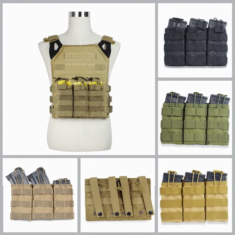 Acessórios 1000D Nylon Single / Double / Triple Magazes Pouch Tactical M4 Bolsa Militar Molle Paintball Airsoft Magazine Bolsa