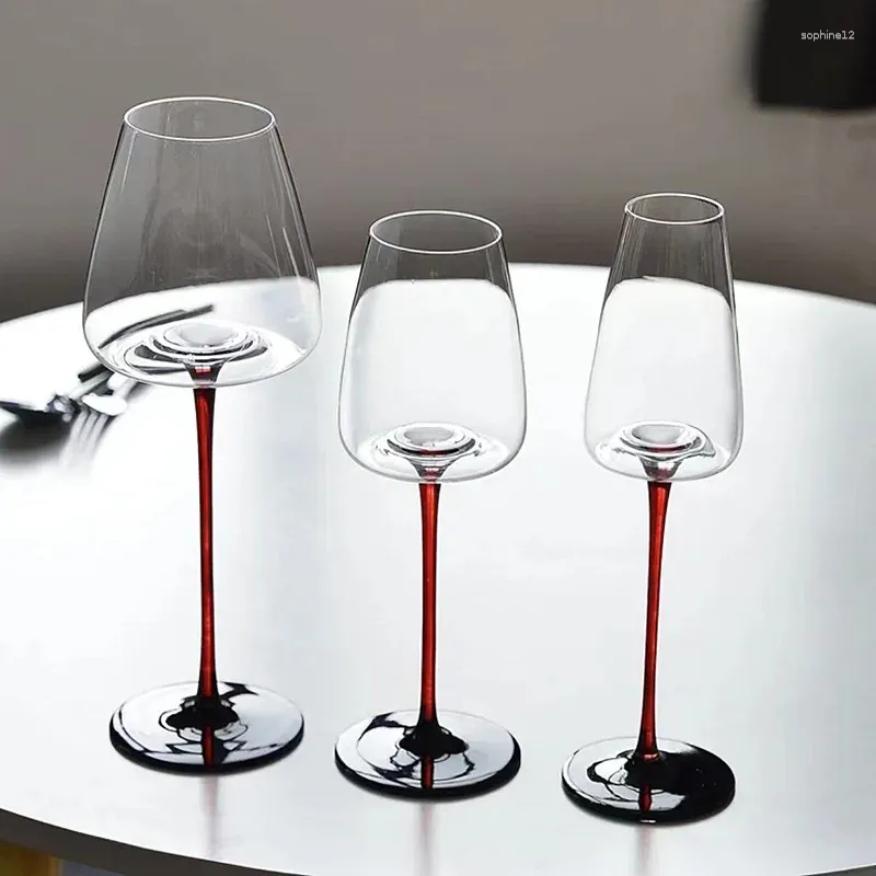 Tasses de haute qualité luxe noire cravate bordeaux de verre à vin rouge flûte verres de champagne pour boissons tasse d'alcool