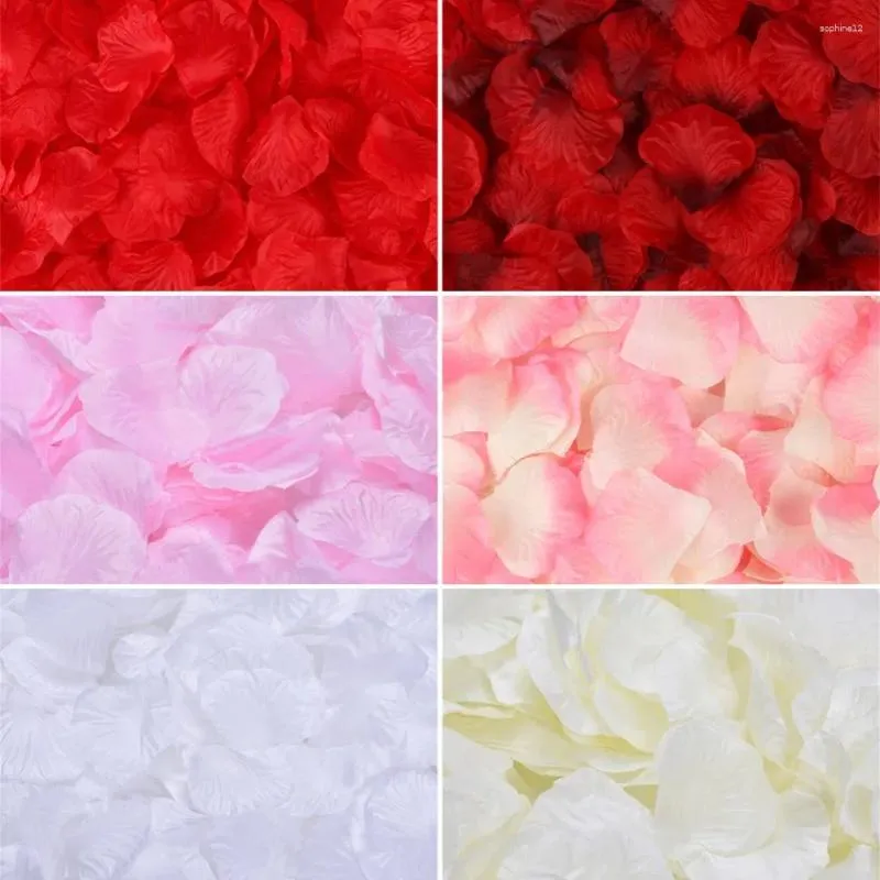 Flores decorativas 500/1000pcs Pétalos de rosa Flor artificial de seda para la romántica decoración del día de San Valentín Rosas de boda Suministros