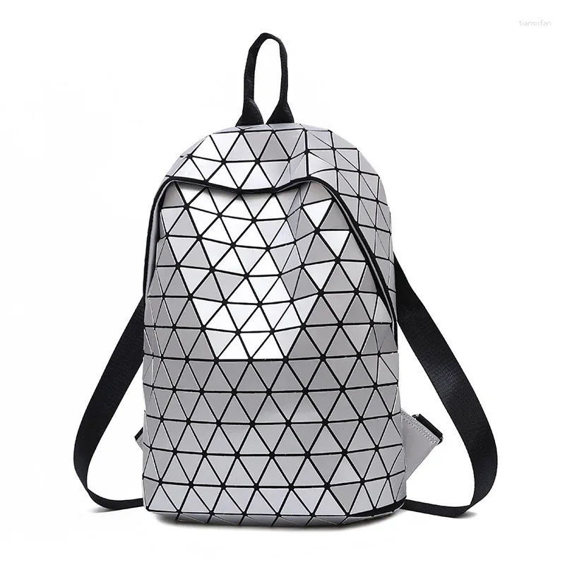 Backpack Geométrico Night Glow Matte Men e Women Universal Lingge College School School Saco de computador