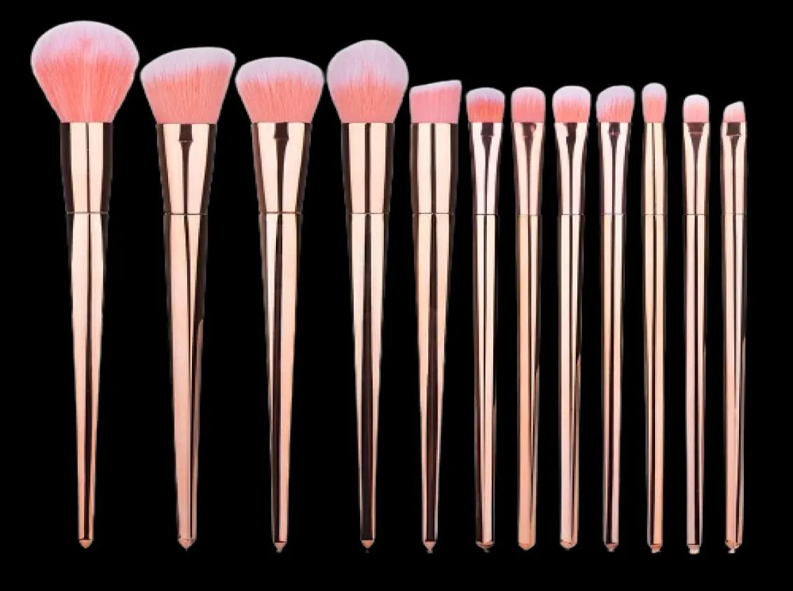 12pcs Rose Gold makeup brushes Set Powder Foundation Blusher Face Make up Brush Contour Concealer Blush Lip Eyeshadow Eyebrow Beau2500228