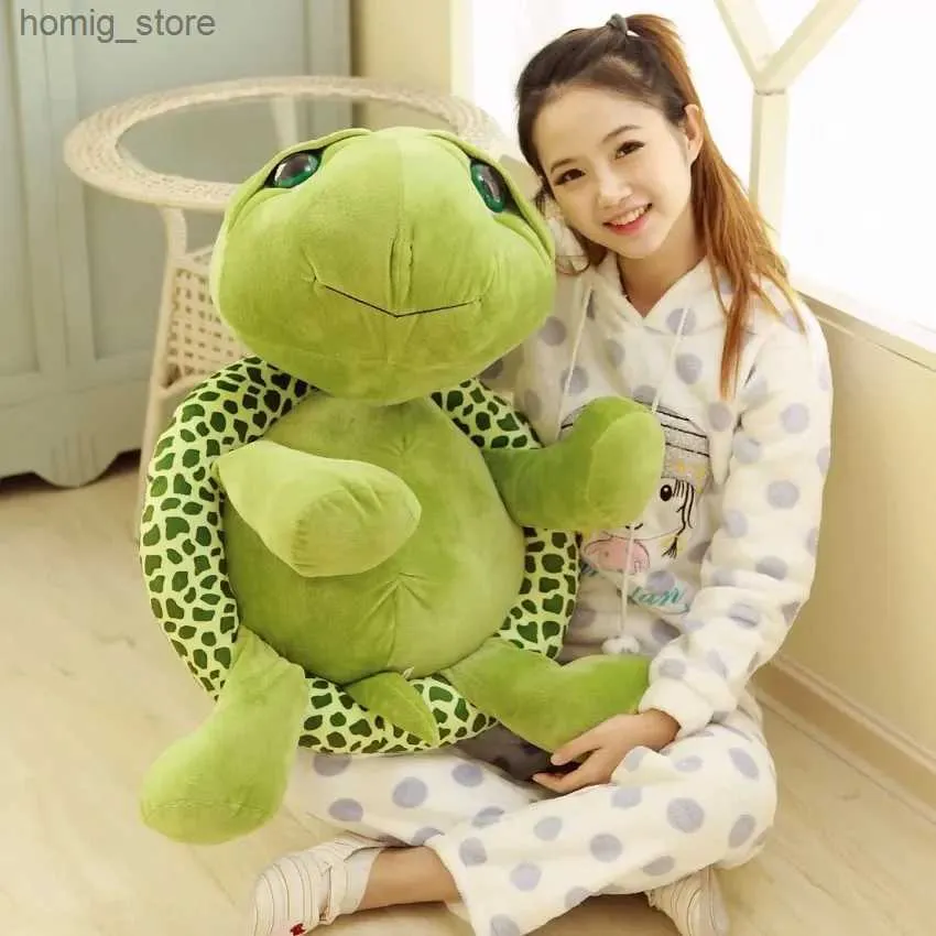 Plush Dolls Huge Size Plush Tortoise Toy Cute Army Green Big Eyes Turtle Plush Pillow Staffed Cushion for Girls Vanlentines Day Gift Child Y240415