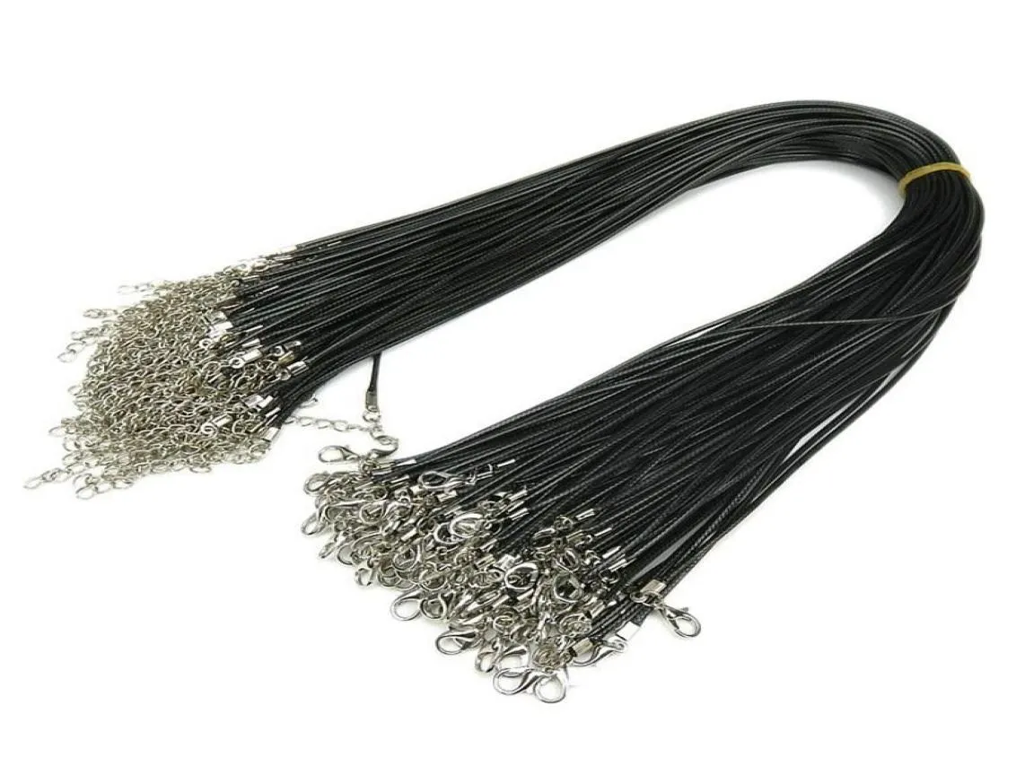 Cadena de joyas de cuero de 15 mm Cordón de cuero negro Cabina de bricolaje Caballo de 45 cm Accesorios de joyería de joyería de arco de langosta6874528