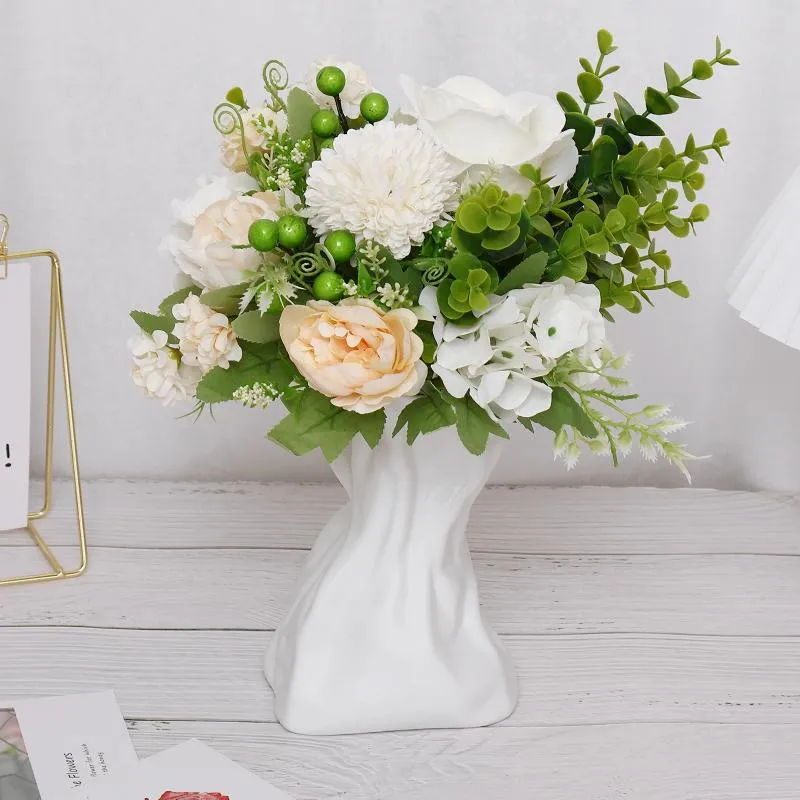 Wazony marszczy papierowa worek wazon ceramiczny minimalistyczny nowoczesny kwiat wielofunkcyjny elegancki elegancki dekoracyjny
