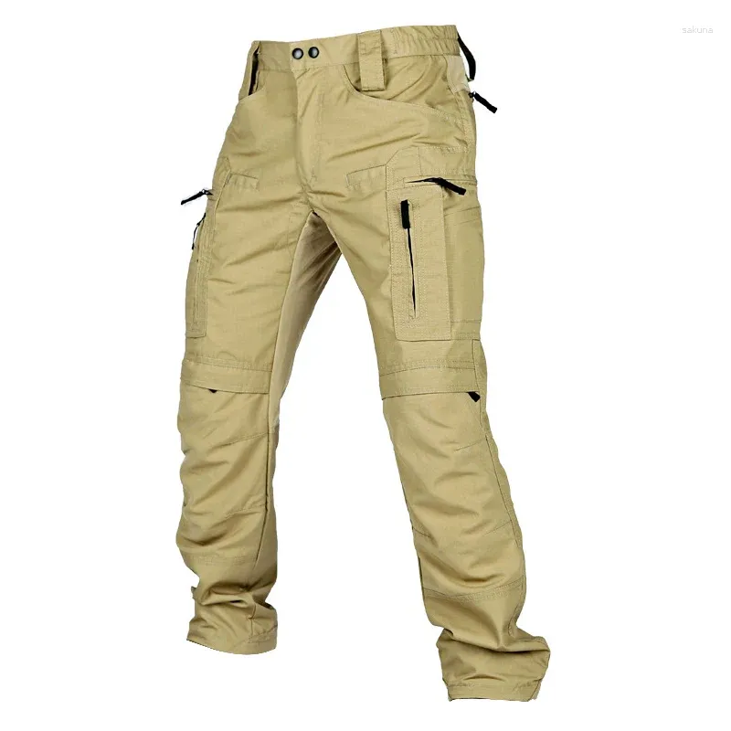 Calça masculina homens táticos Militares de combate à prova d'água de combate calças de combate múltiplas bolsos de carga com cargo de cargo ao ar livre Khaki cinza macacão cinza