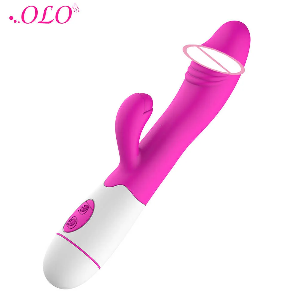 Olo USB -Aufladen Dual Vibration Rabbit Dildo Vibrator G Spot Massager Vaginalklitoris Stimulator sexy Spielzeug für Frauen